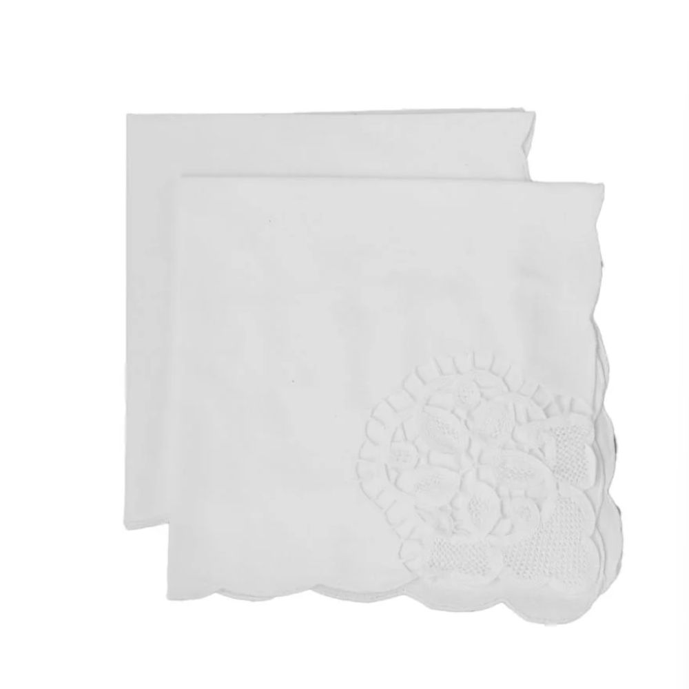 Vintage white square embroidered napkins