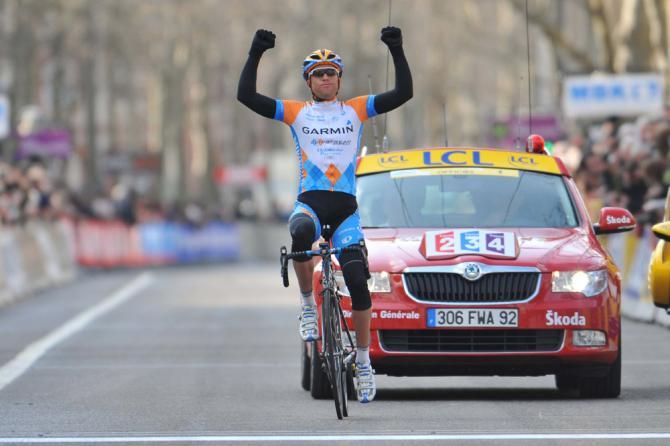Christian Vande Velde (Garmin-Slipstream) soloed to victory in stage 4 of the 2009 Paris-Nice