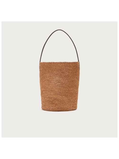 Berkeley Handknotted Bucket Bag in Raffia
