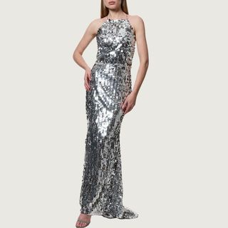 Sequin Fishtail Halterneck Maxi Dress