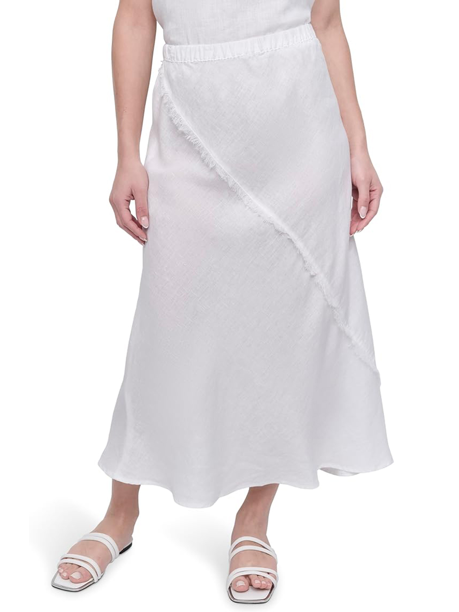 DKNY, Dkny Women's Lightweight Linen Midi Skirt, White