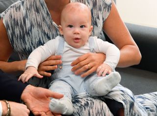 Prince Harry, Duke of Sussex, Meghan, Duchess of Sussex and their baby son Archie Mountbatten-Windsor meet Archbishop Desmond Tutu