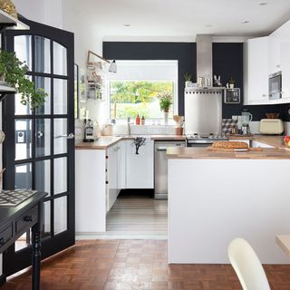 kitchen with counter and white wall