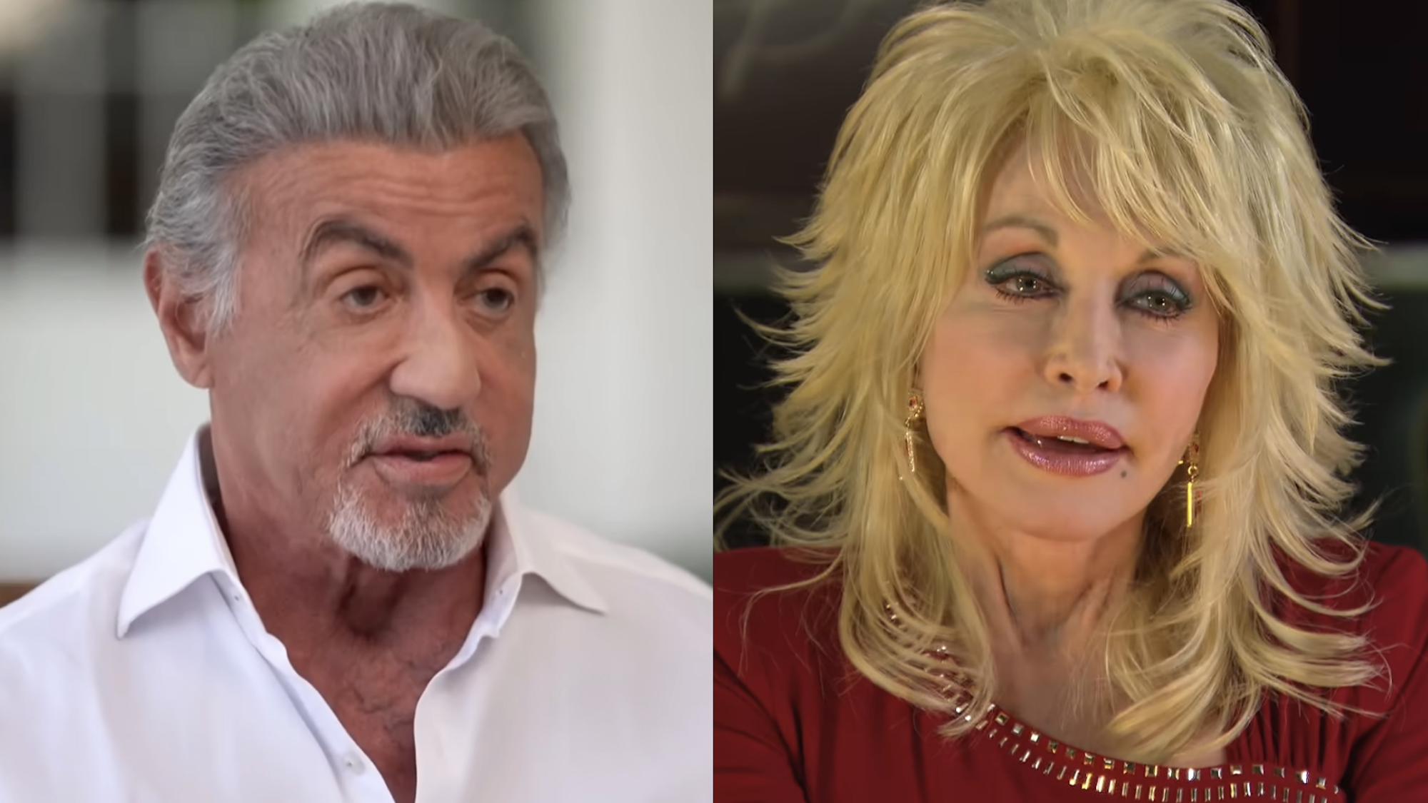Sylvester Stallone on Today in 2026 and Dolly Parton on 60 Minutes Australia in 2025 interview