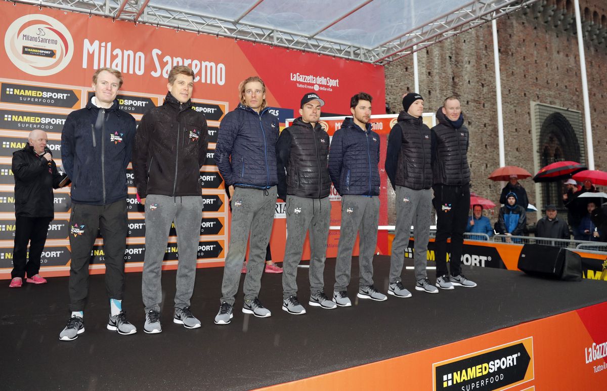 Tracksuits on the podium for the Israel Cycling Academy