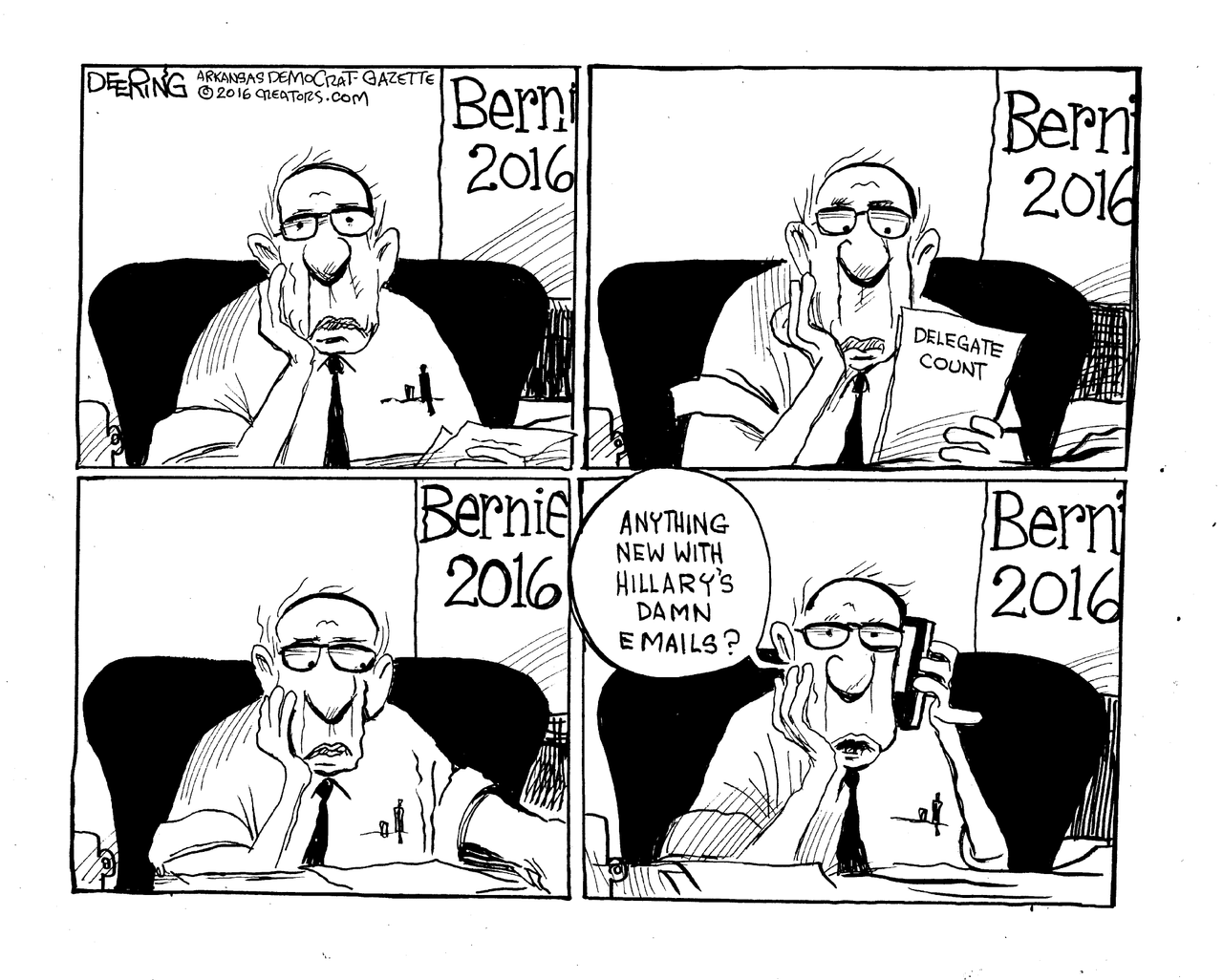 Political Cartoon U.S. Bernie Emails 2016