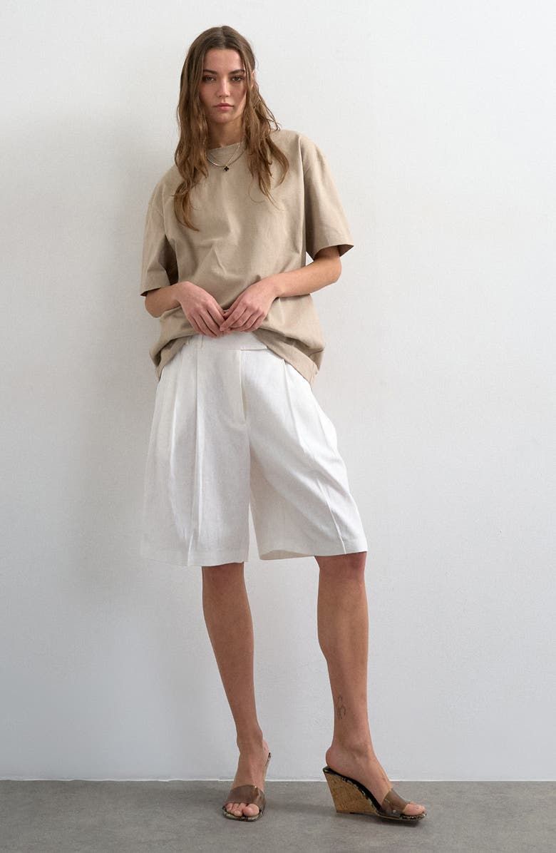 Linen Blend Bermuda Shorts