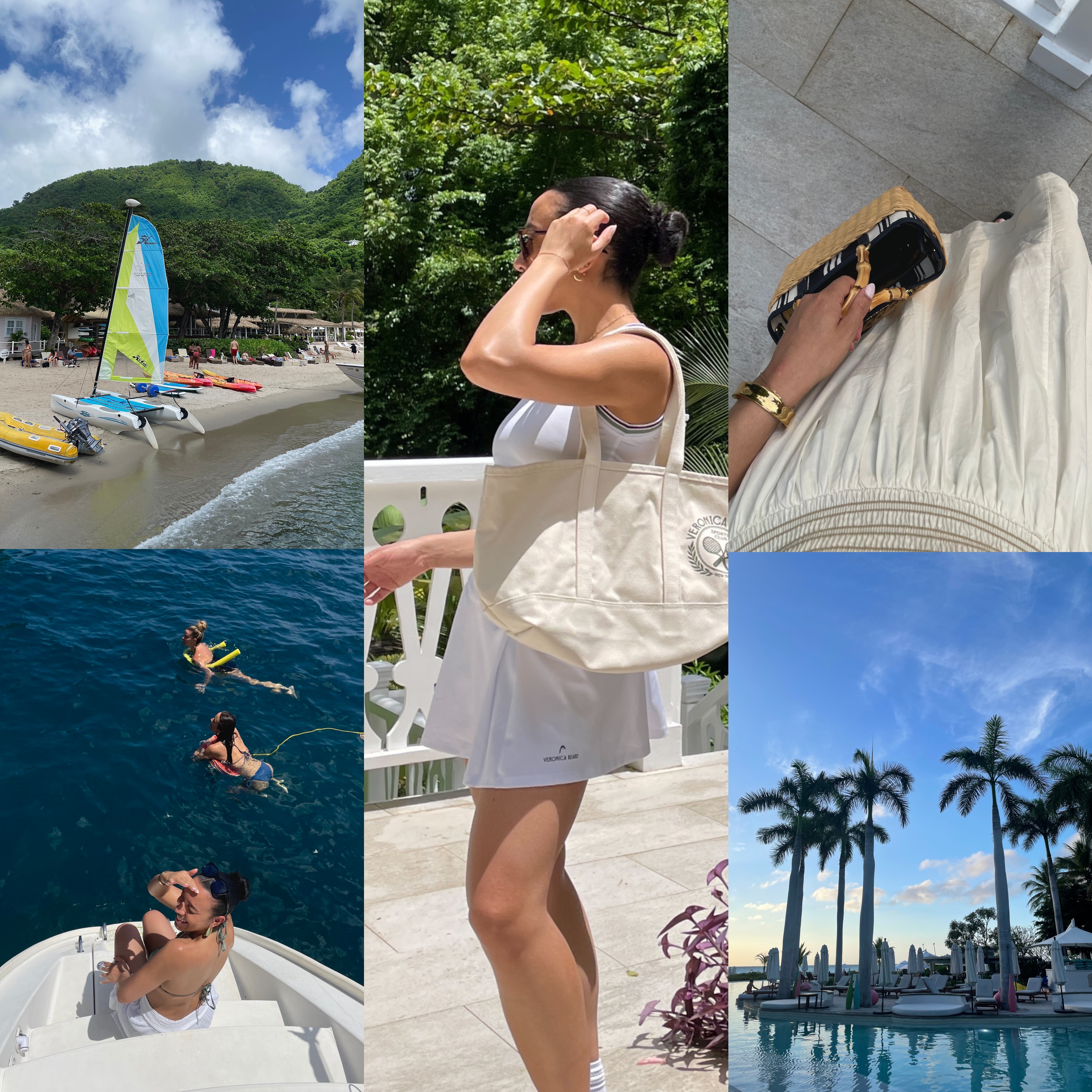 collage of Lauren K.Tappan wearing vacation essentials 