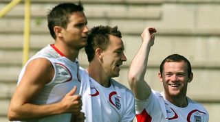 Frank Lampard, John Terry and Wayne Rooney in England training at the 2006 World Cup in Germany.