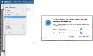Screenshots showing how to delete cache on Safari