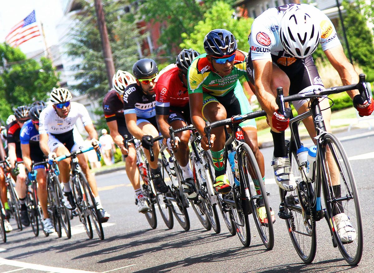 Guyanese National Crit Champion, Geron Williams (Champion Systems/Stan&acirc;s No Tubes) waits to take a pull.