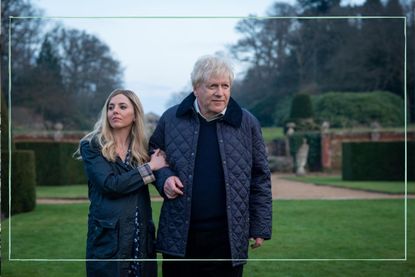 Ophelia Lovibond as Carrie Johnson and Kenneth Branagh as Boris Johnson in This England