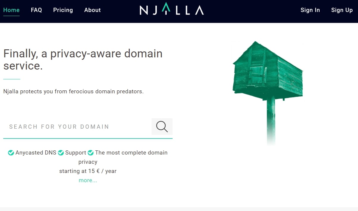 Njalla's homepage