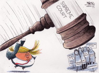 Political cartoon U.S. Trump Supreme Court SCOTUS affirmative action human rights national security