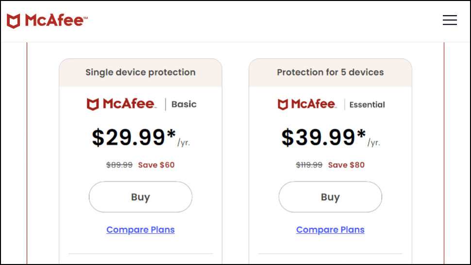 McAfee Total Protection Essential pricing