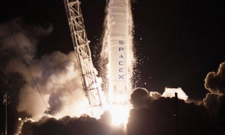  A SpaceX Falcon 9 rocket attached to the cargo-only capsule called Dragon lifts off from the launch pad on Oct. 7 in Cape Canaveral, Fla. The spacecraft is carrying supplies, including ice c