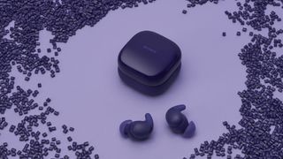 Sony LinkBuds Fit on purple background