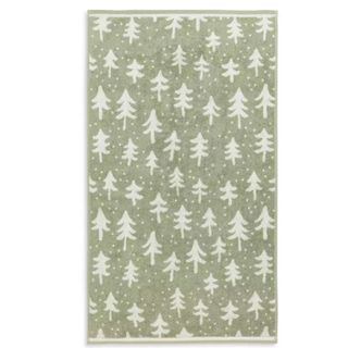 Pale green bath towel with white Christmas tree motif