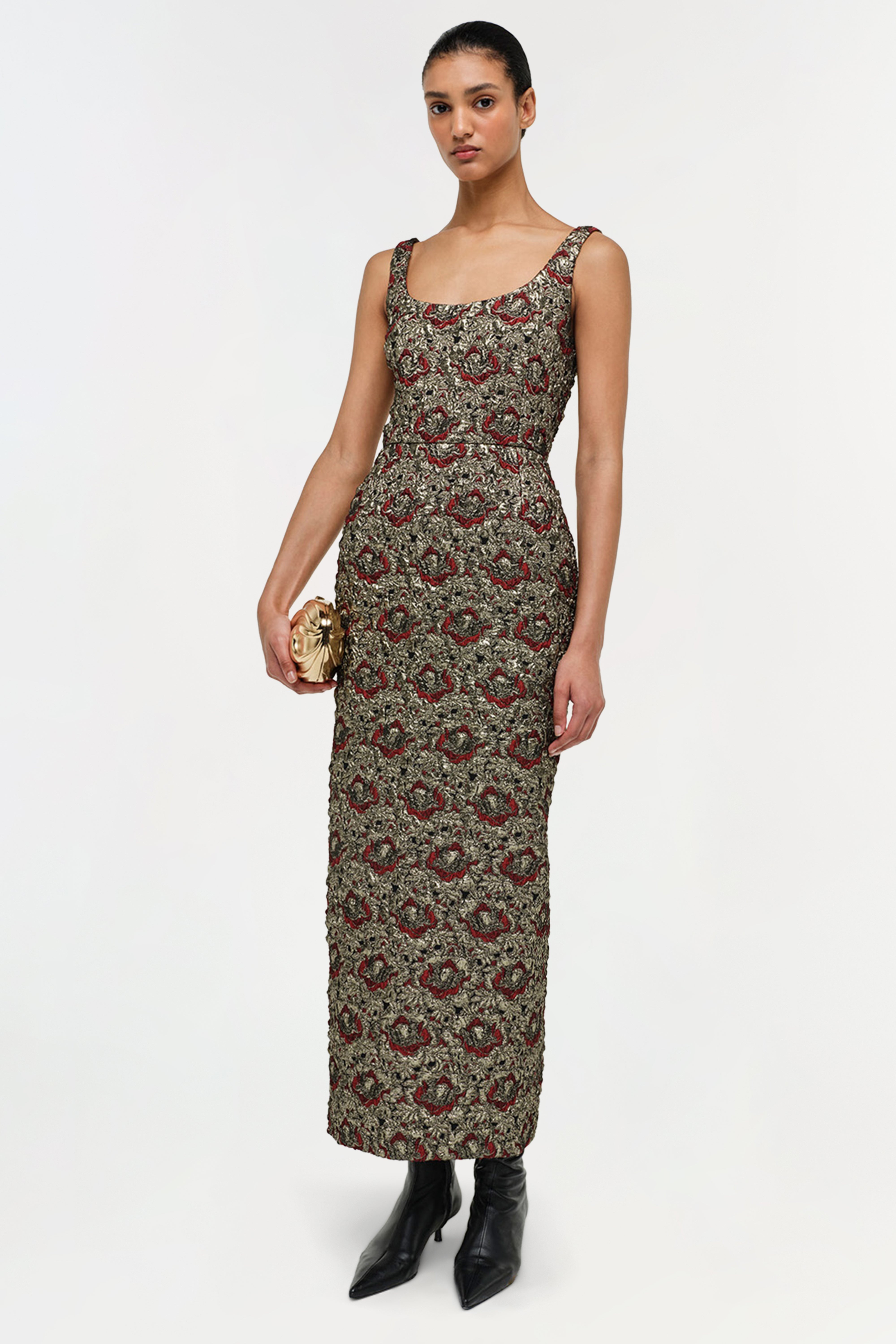Simkhai, Ravenna Gilded Jacqaurd Midi Dress