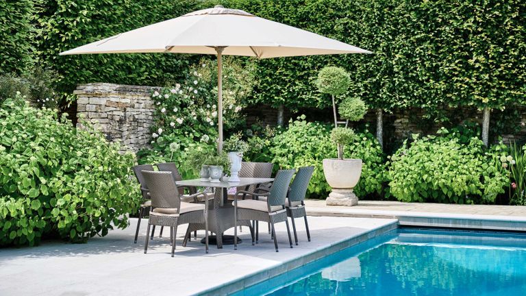 pool patio ideas: bridgman dining furniture near pool