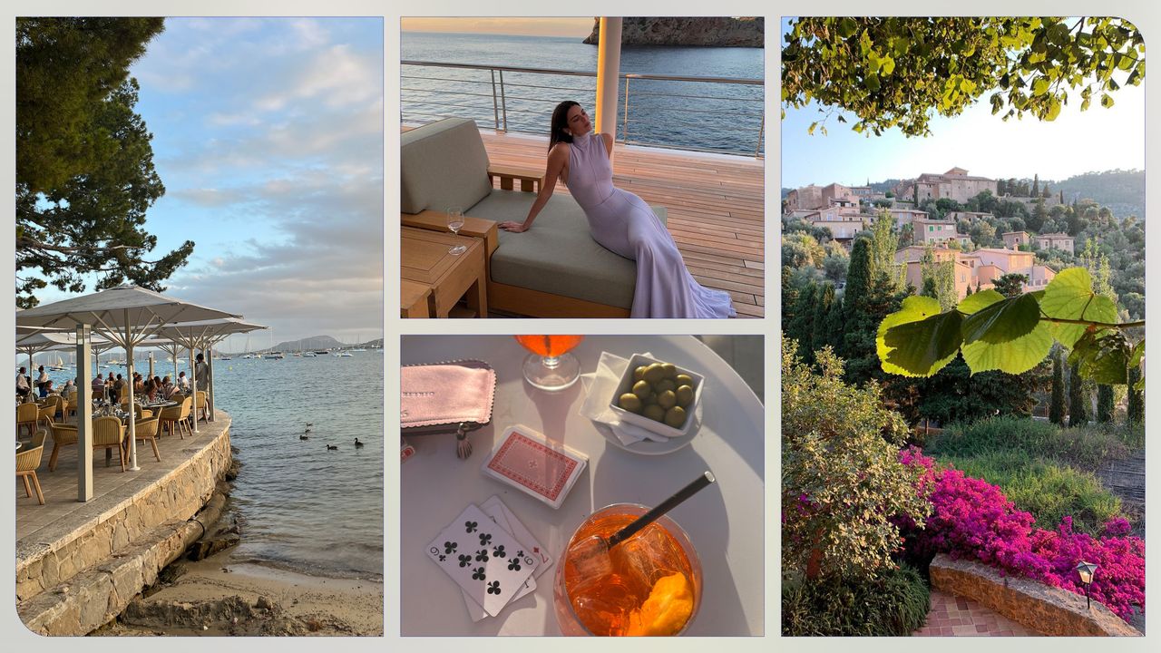 a collage of images featuring the best dining, hotels, shopping, and beaches on Mallorca for a travel guide to the island