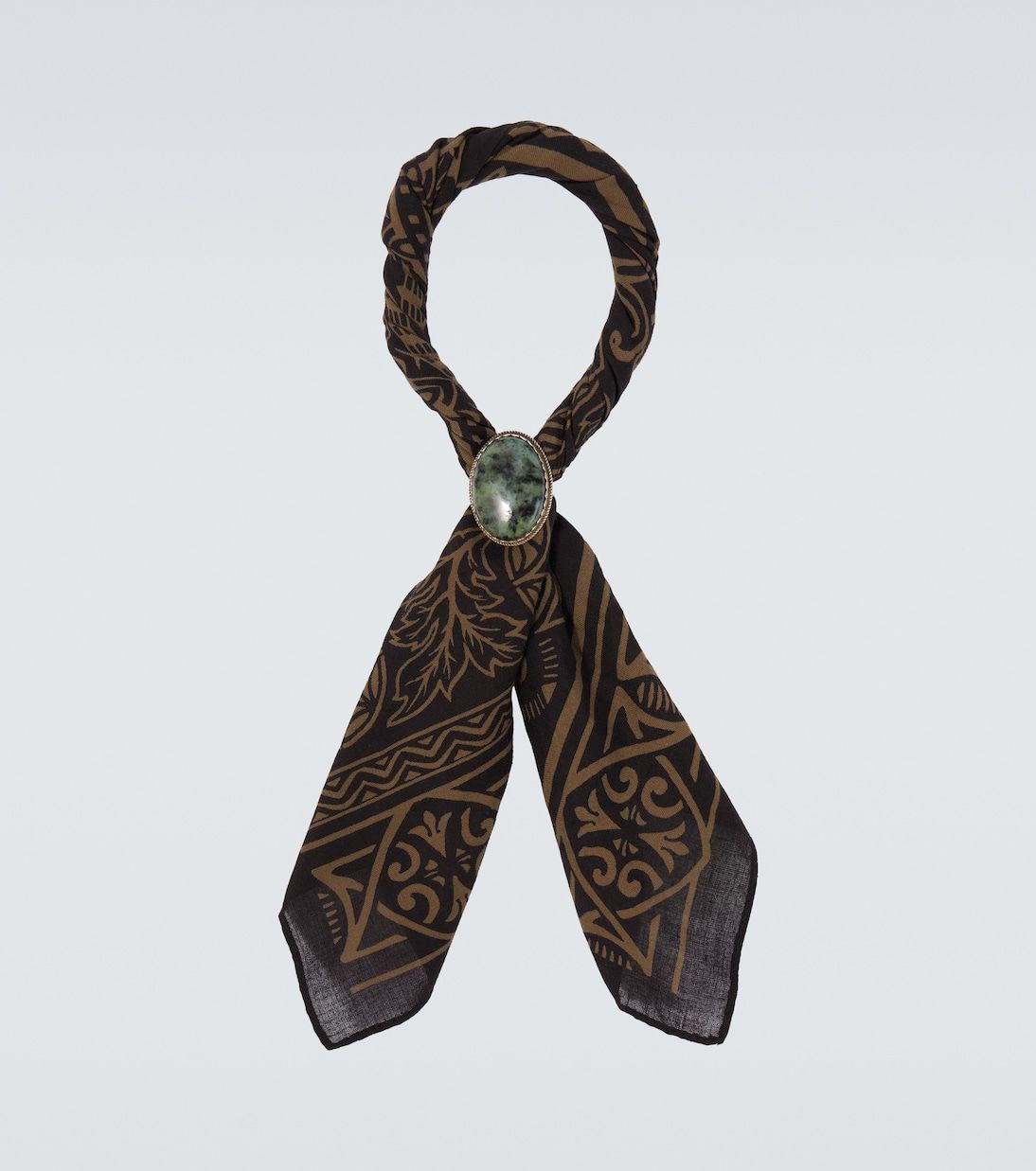 Embellished Printed Cotton Scarf in Black - Rrl