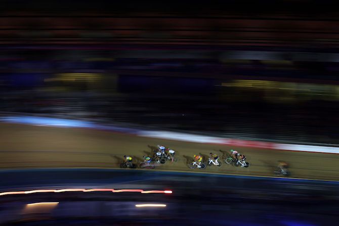 Action from the velodrome during the 2018 London Six Day