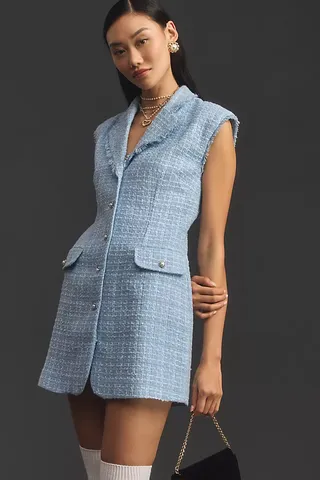Maeve Sleeveless Tweed Blazer Mini Dress