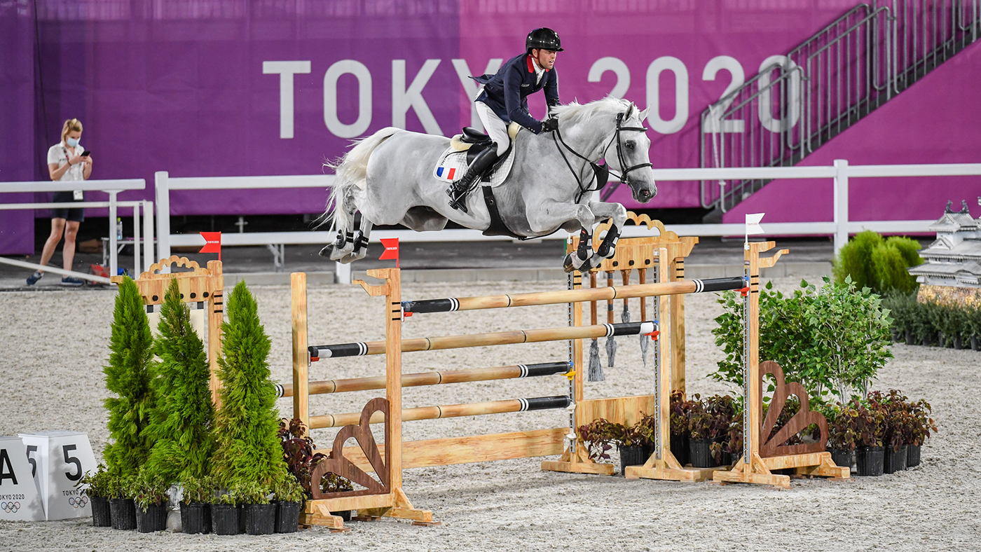 Simon Delestre riding Berlux Z in the Olympic showjumping team qualifier at the Tokyo 2020 Olympic Games