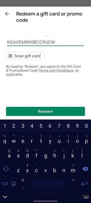 Google Play Gift Card Redemption