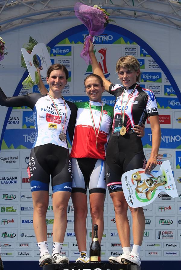 The Italian women's podium: Longo Borghini, Guderzo and Cantele