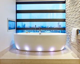 Aquavision bathroom TV with a backdrop of London