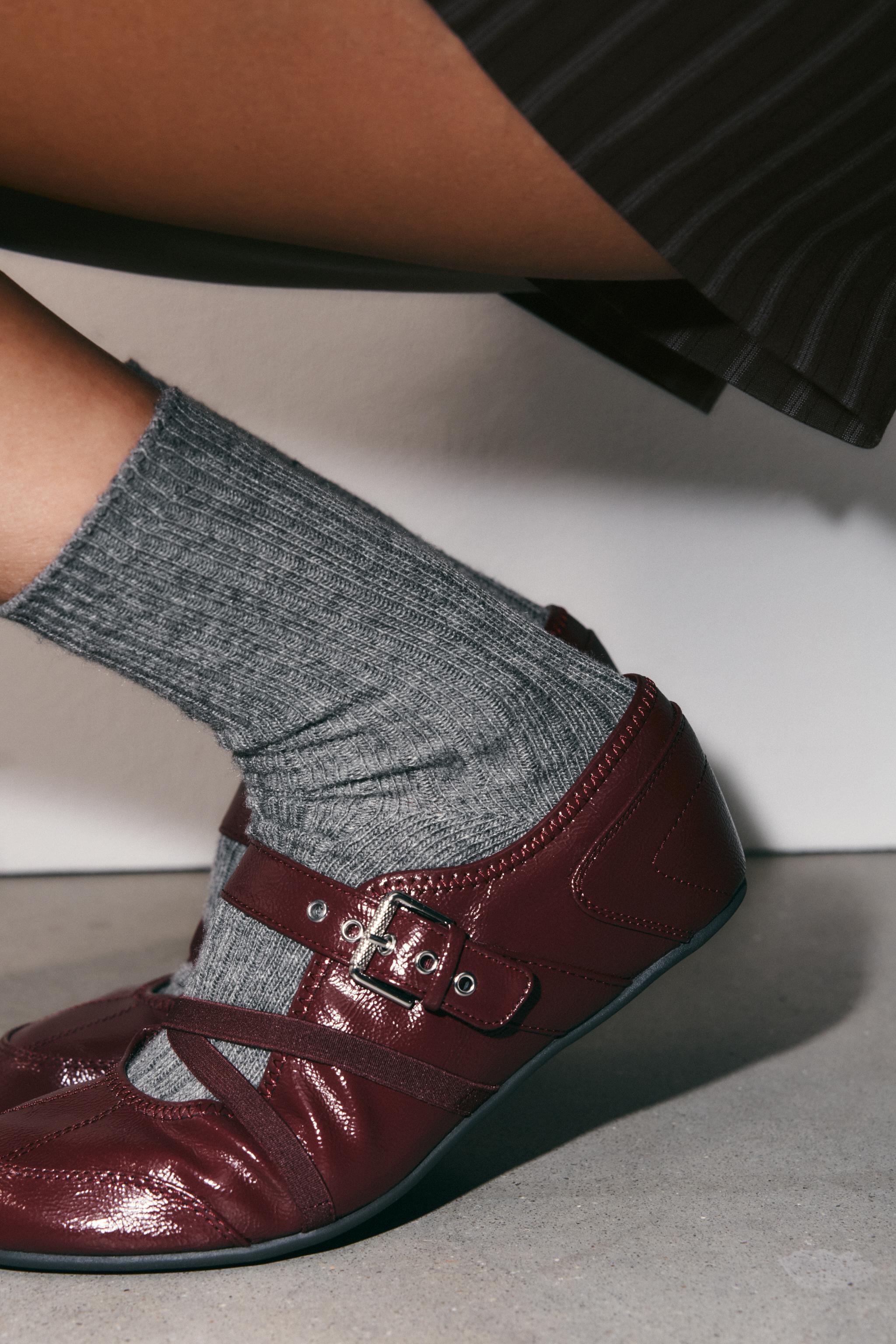 Patent Effect Ballet Flats With Buckles