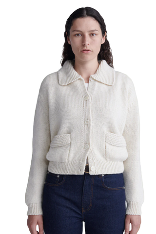 & Daughter Inish Collared Pocket Jacket in Ecru