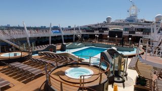 Deck, Ship, Cruise ship, Passenger ship, Vehicle, Watercraft, Architecture, Swimming pool, Boat, City,