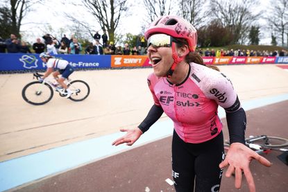 Alison Jackson after winning Paris-Roubaix 