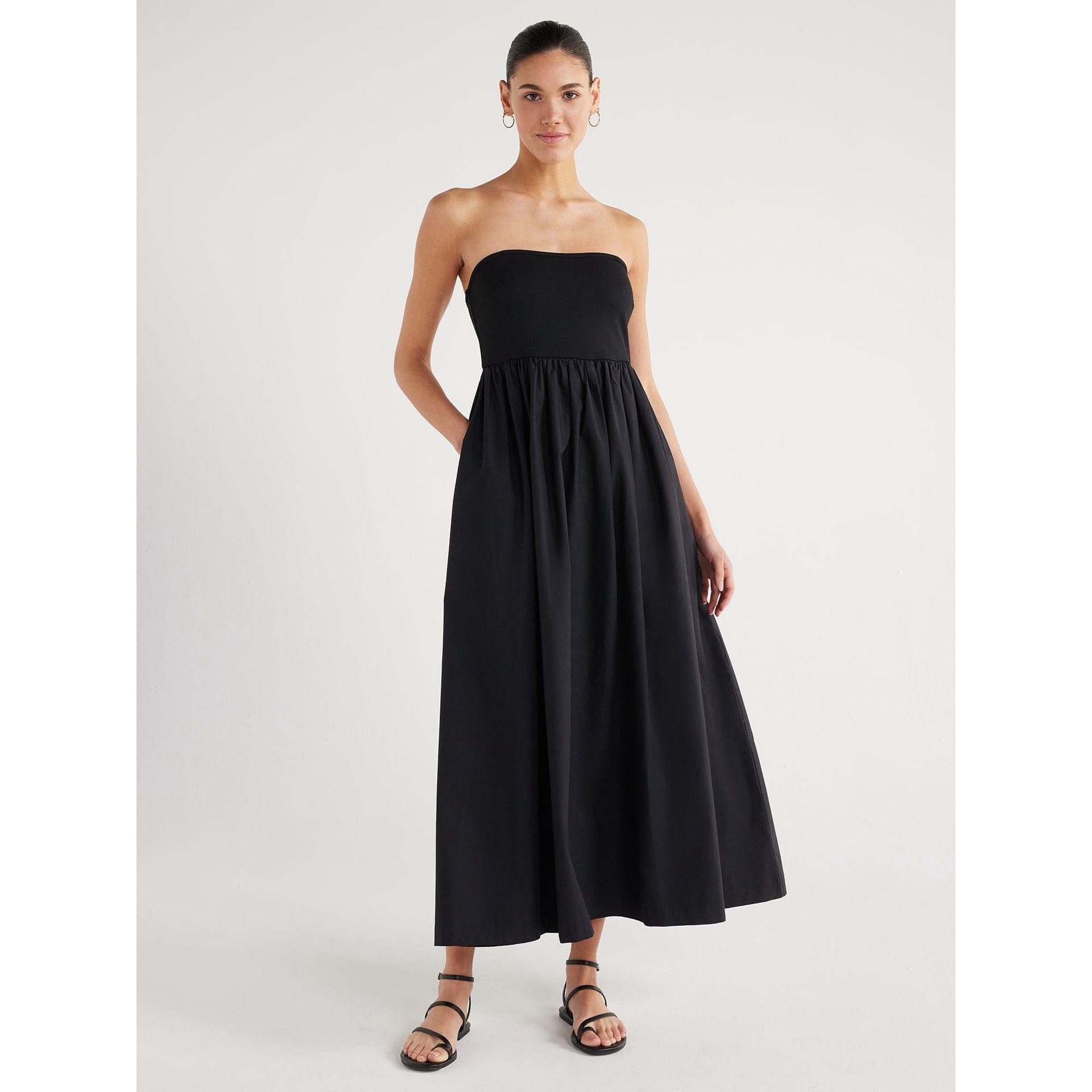 Scoop, Mixed Fabric Maxi Dress
