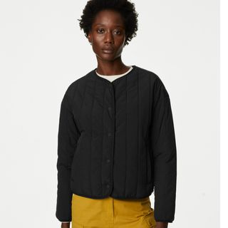 M&S Stormwear Quilted Collarless Cardigan