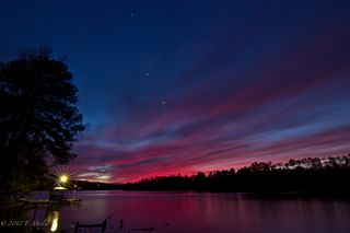 Jupiter, Venus the moon and Mercury shine at the sunset sky in this amazing photo snapped by photographer Tommy Mosley in Birmingham, Ala., on Feb. 24, 2012.