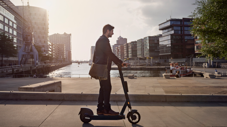 Man riding on an electric scooter