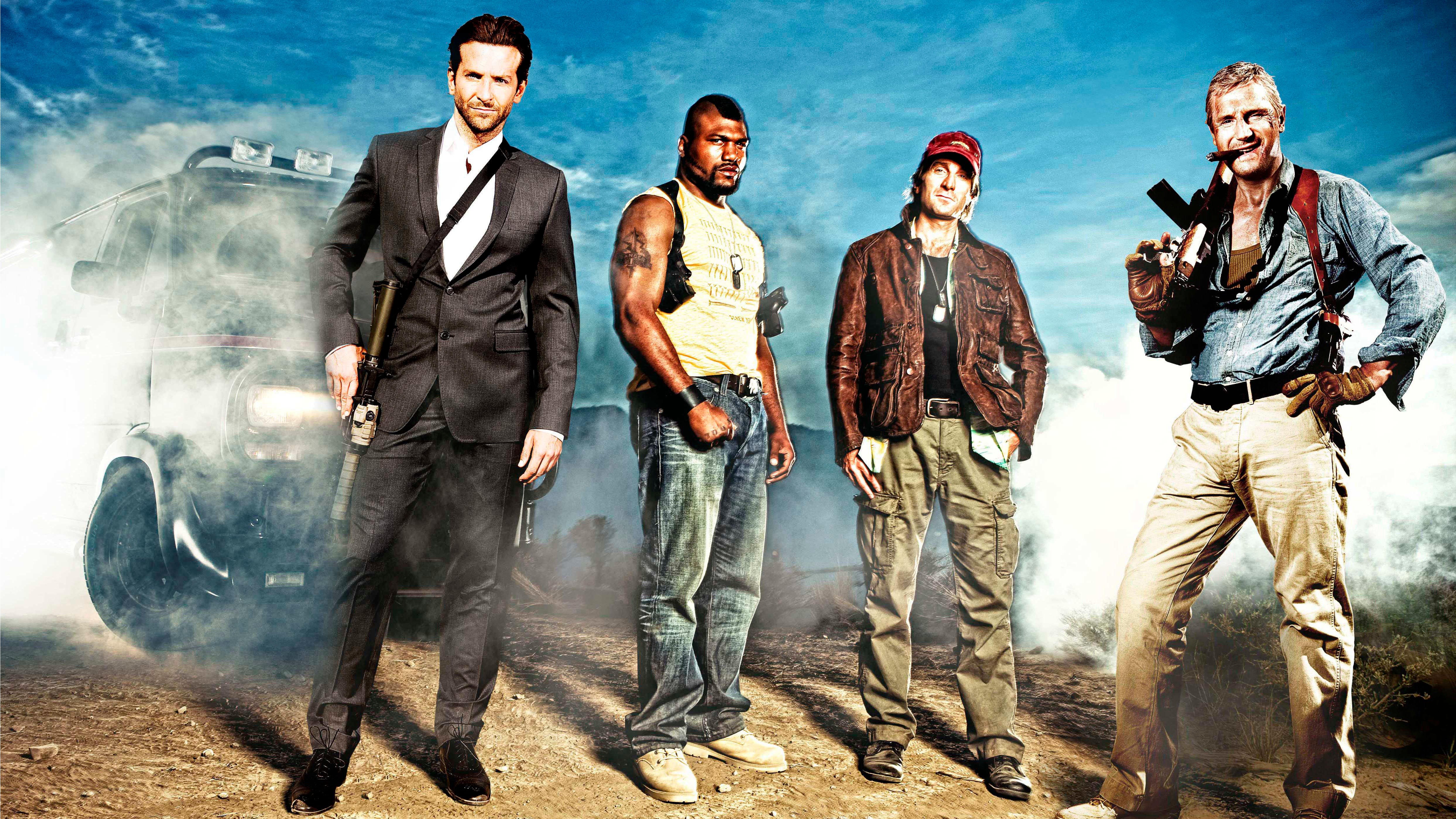 L-R: Bradley Cooper, Quinton Jackson, Sharlto Copley and Liam Neeson pose in a promotional still for &quot;The A-Team&quot; (2010)