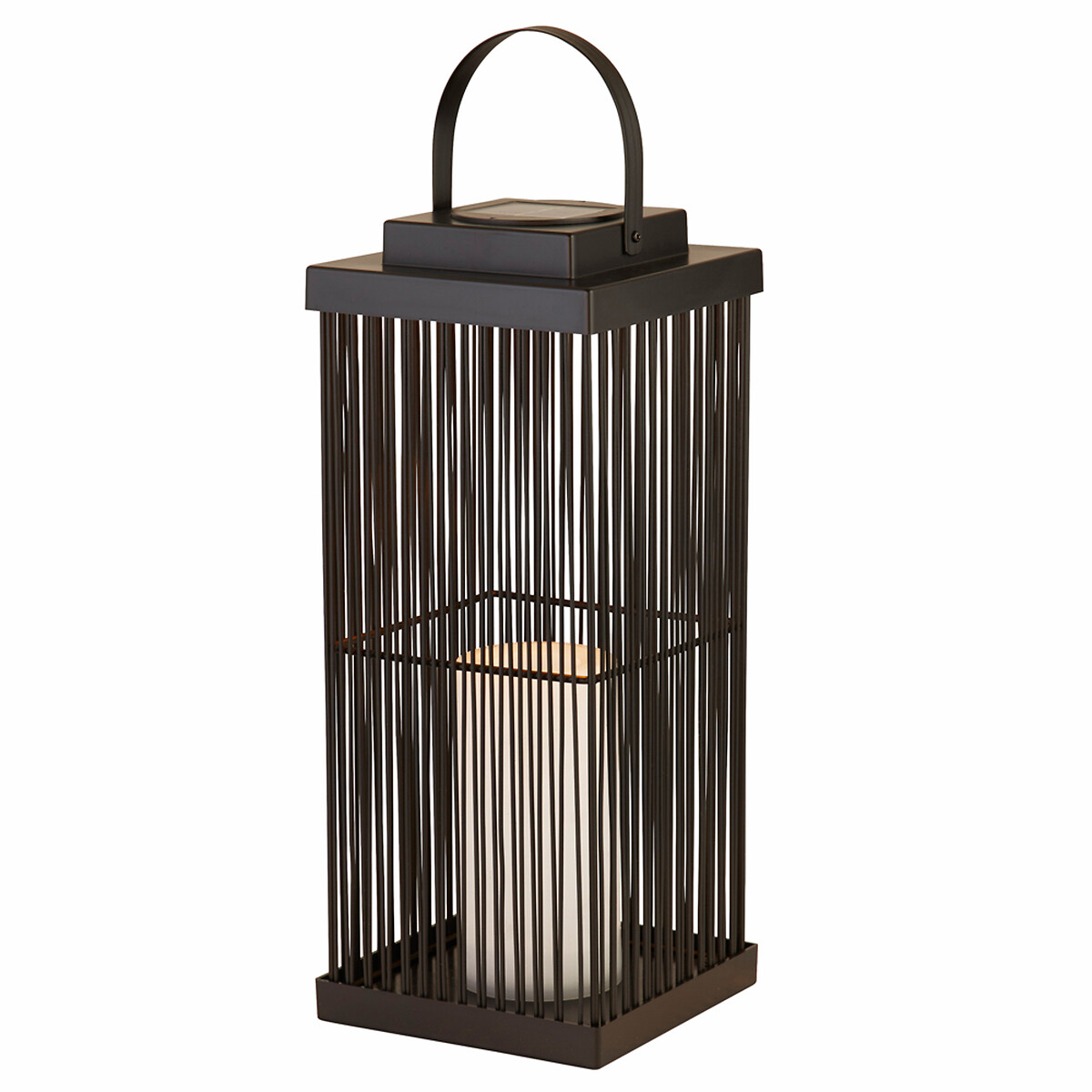 Large Outdoor Solar Black Rattan Frame Lantern