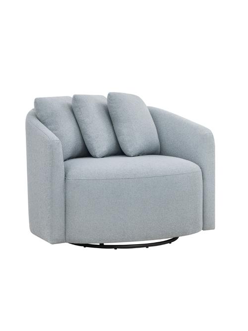 Cornflower Blue Boucl&eacute; Swivel Accent Chair