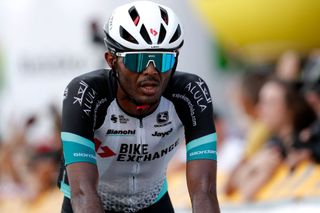 BIELSKOBIALA POLAND AUGUST 13 Tsgabu Gebremaryam Grmay of Ethiopia and Team BikeExchange at finish line during the 78th Tour de Pologne 2021 Stage 5 a 173km stage from Chochow Czarny Dunajec to BielskoBiaa 434m TourdePologne TDP2021 UCIWT on August 13 2021 in BielskoBiala Poland Photo by Bas CzerwinskiGetty Images