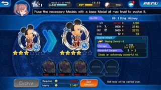 Evolving medals in Kingdom Hearts Unchained X