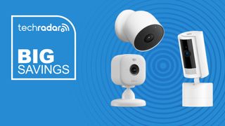 A collection of security cameras are pictured next to text that reads "big savings".