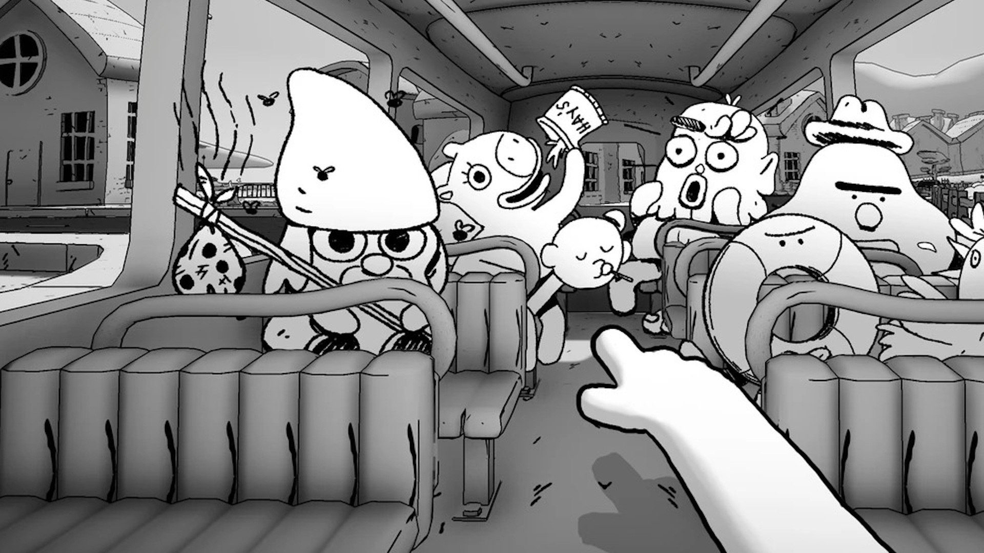 Thank You Bus Driver screen - pointing at unruly passengers