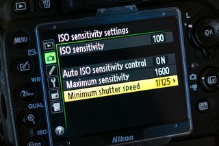 Auto ISO settings screen on a Nikon camera