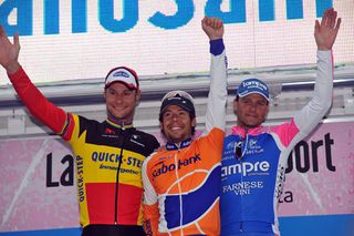 Boonen, Freire, Petacchi on the podium, Milan-San Remo 2010