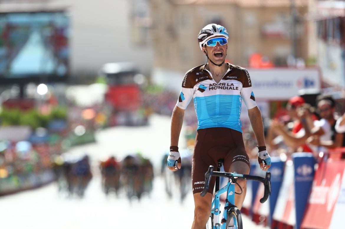 Tony Gallopin (AG2R La Mondiale) celebrates his solo victory.